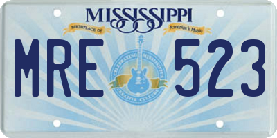 MS license plate MRE523