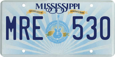 MS license plate MRE530
