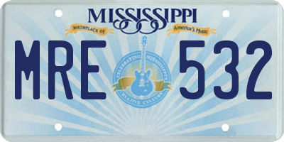 MS license plate MRE532