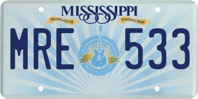 MS license plate MRE533