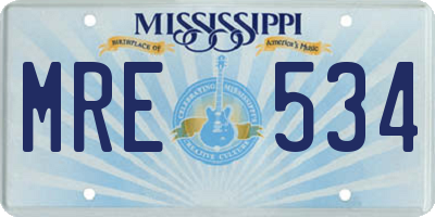 MS license plate MRE534