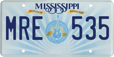 MS license plate MRE535