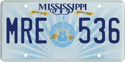 MS license plate MRE536