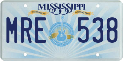 MS license plate MRE538
