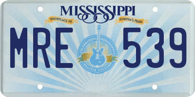 MS license plate MRE539