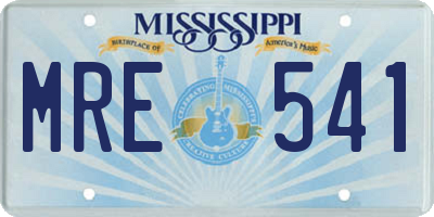 MS license plate MRE541