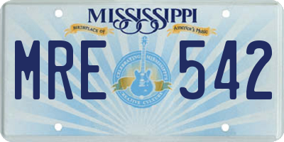 MS license plate MRE542