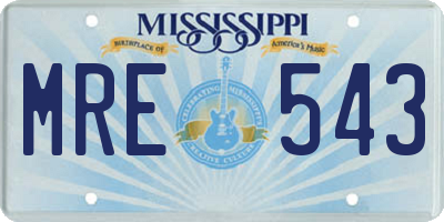 MS license plate MRE543