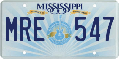 MS license plate MRE547