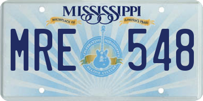 MS license plate MRE548
