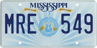 MS license plate MRE549