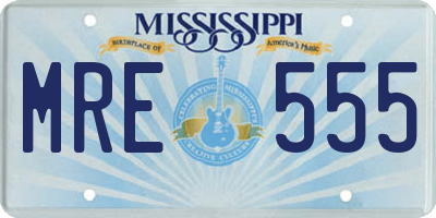 MS license plate MRE555
