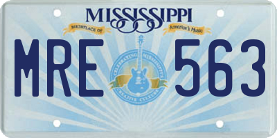 MS license plate MRE563