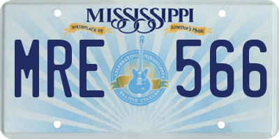 MS license plate MRE566
