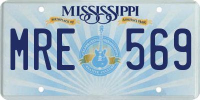 MS license plate MRE569