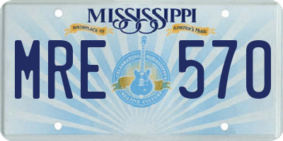 MS license plate MRE570