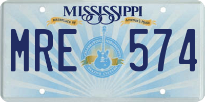 MS license plate MRE574