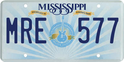 MS license plate MRE577