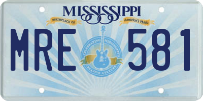 MS license plate MRE581