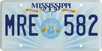 MS license plate MRE582