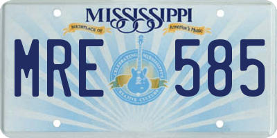 MS license plate MRE585