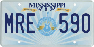 MS license plate MRE590