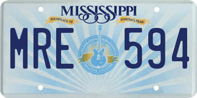 MS license plate MRE594
