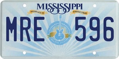 MS license plate MRE596