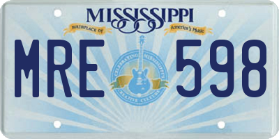 MS license plate MRE598