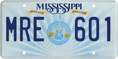 MS license plate MRE601