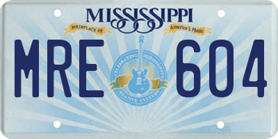 MS license plate MRE604