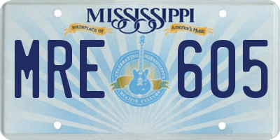 MS license plate MRE605