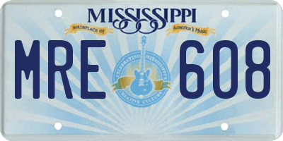 MS license plate MRE608