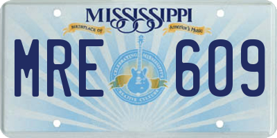 MS license plate MRE609