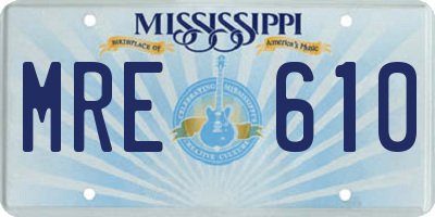 MS license plate MRE610