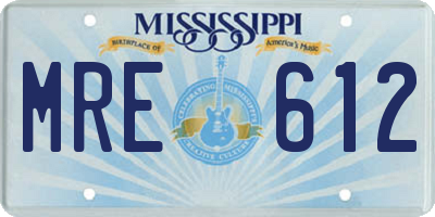 MS license plate MRE612