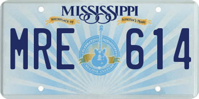 MS license plate MRE614