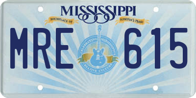 MS license plate MRE615