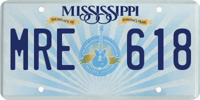 MS license plate MRE618
