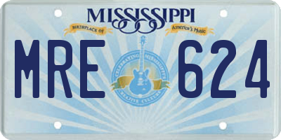 MS license plate MRE624