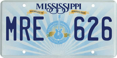 MS license plate MRE626