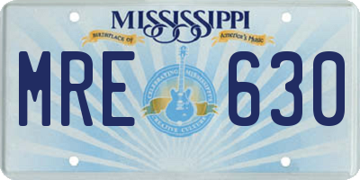 MS license plate MRE630