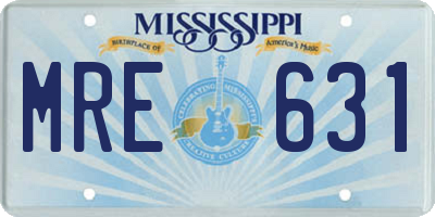 MS license plate MRE631