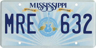 MS license plate MRE632