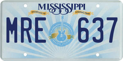 MS license plate MRE637