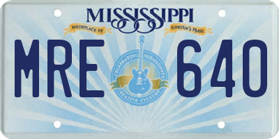 MS license plate MRE640