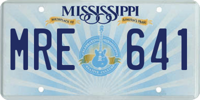 MS license plate MRE641