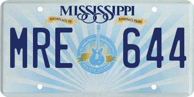 MS license plate MRE644