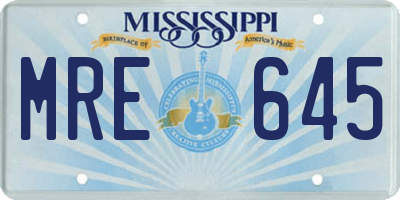 MS license plate MRE645