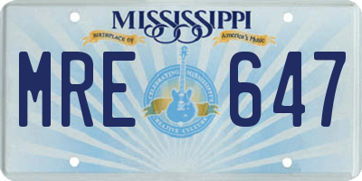 MS license plate MRE647